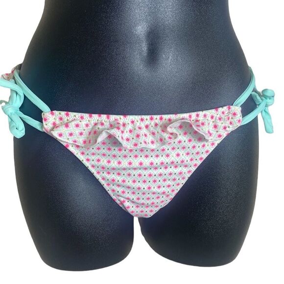 Victoria’s Secret small white boho floral geometric bikini bottom hip tie - Picture 1 of 5